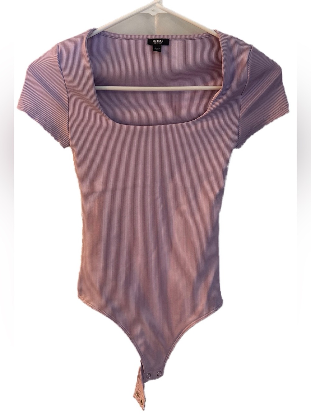 Express Lavender Ribbed Scoop-Neck Bodysuit - Women